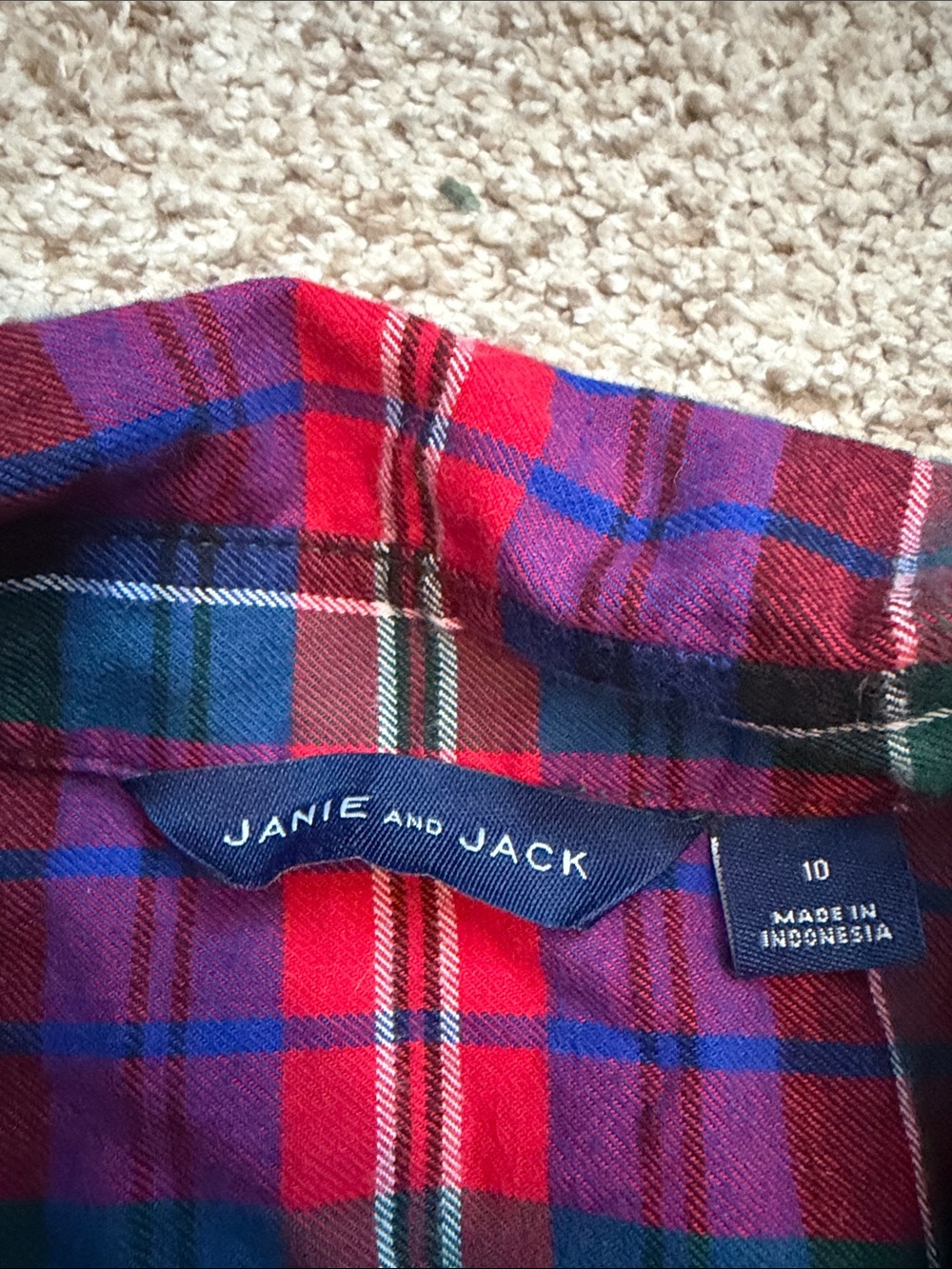 Janie & Jack Plaid Flannel Shirt, 10 - Picture 5 of 7